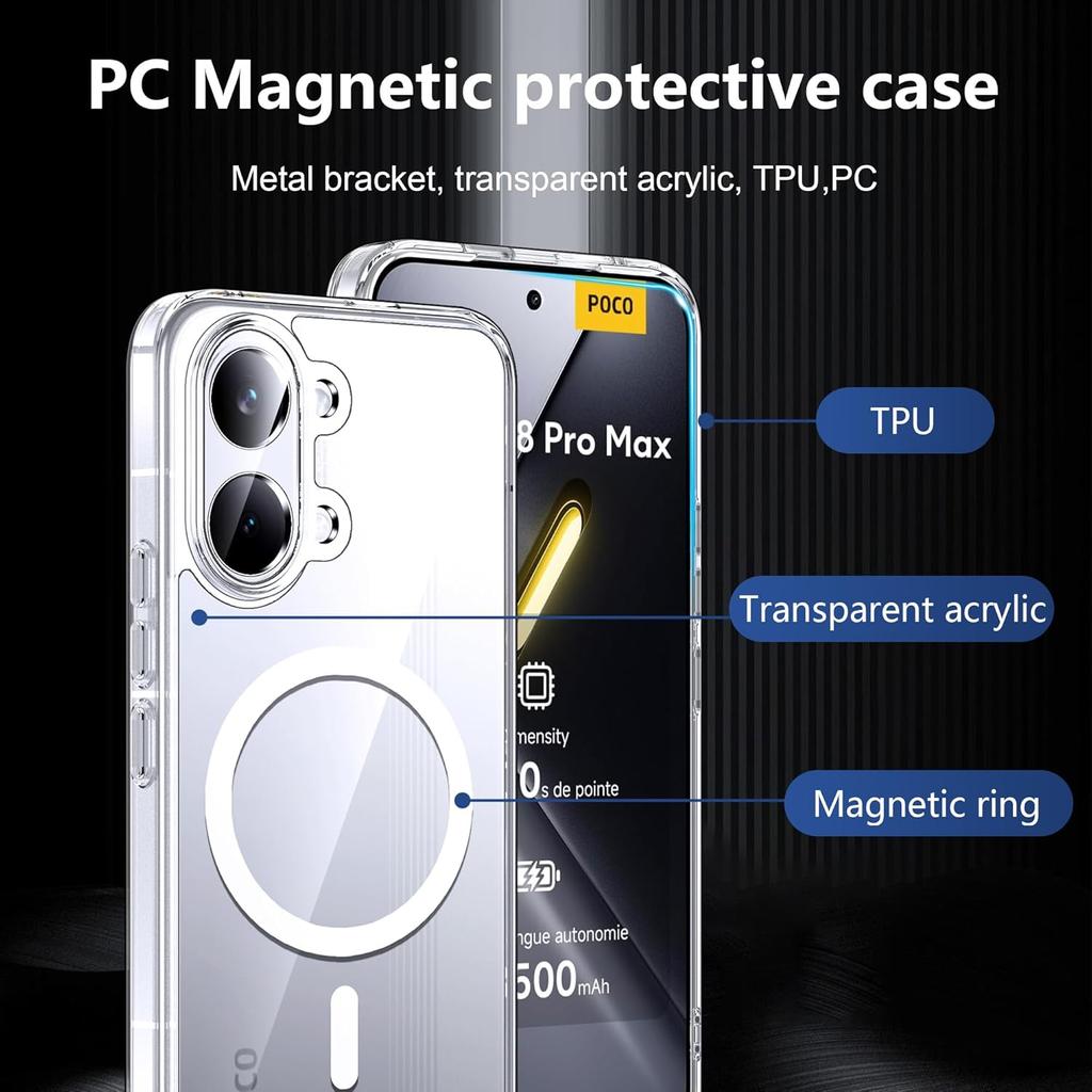 Shockproof Wireless Charging Magnetic Case For Xiaomi Poco X8 Pro Max PocoX8ProMax PocoX8Pro 5G Clear Back Cover Phone Case