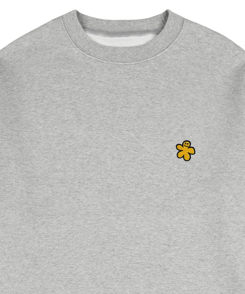 GRAVER [Unisex] Yellow Odd Flower Embroidered Sweatshirt_Gray