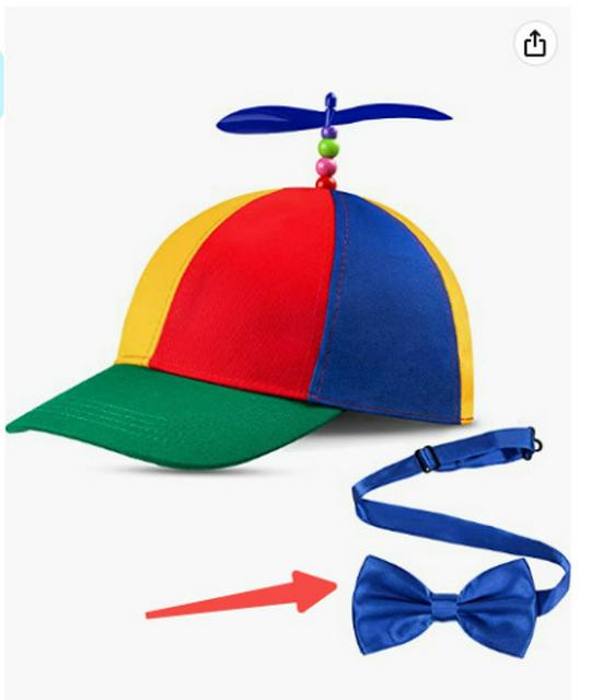 

Kids Two-Piece Set: Detachable Propeller Baseball Cap & Pinwheel Bamboo Dragonfly Duckbill Hat One Size