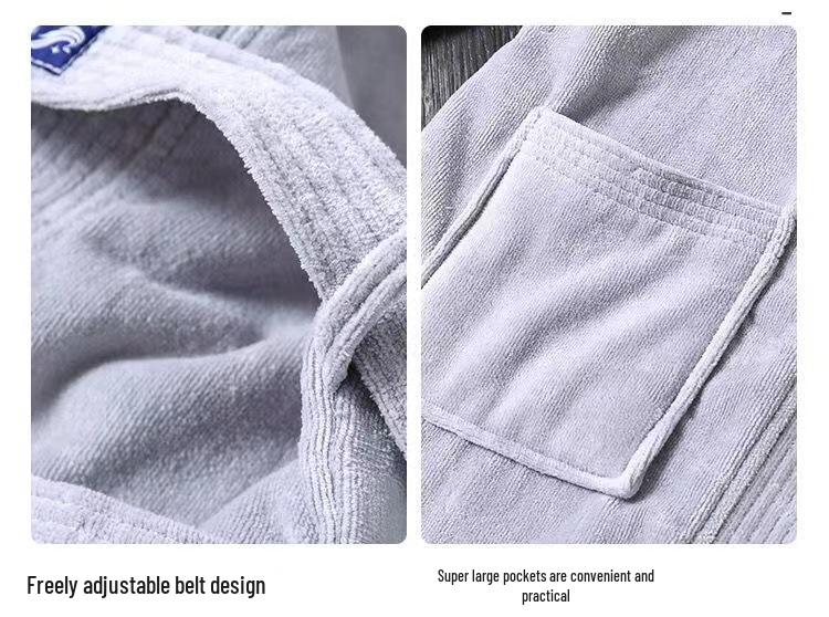Unisex Long Pure Cotton Terry Bathrobe – Absorbent, Quick-Dry, Thickened for Men and Women.