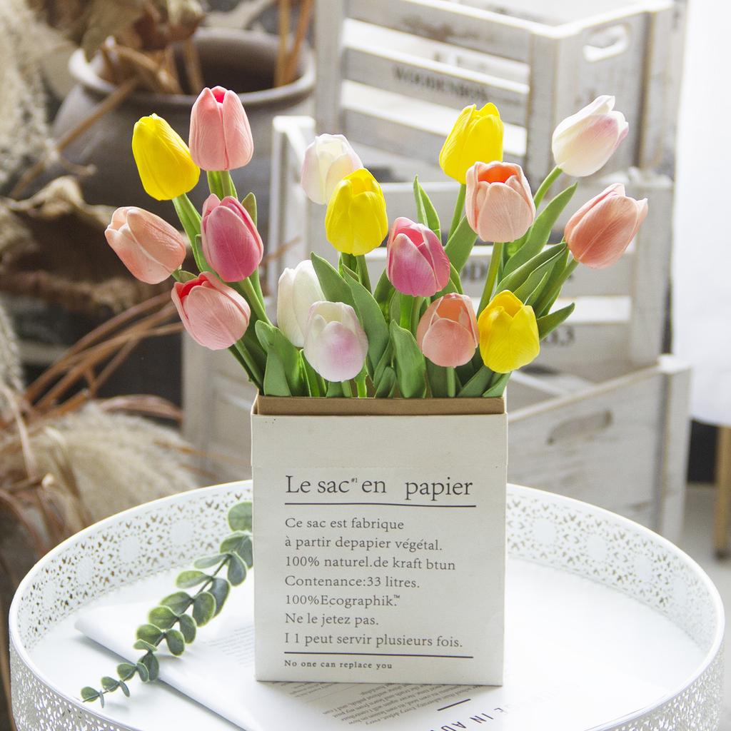 Real Touch Multicolor Artificial Tulips, Fake Tulip Flowers for Home Wedding Decor
