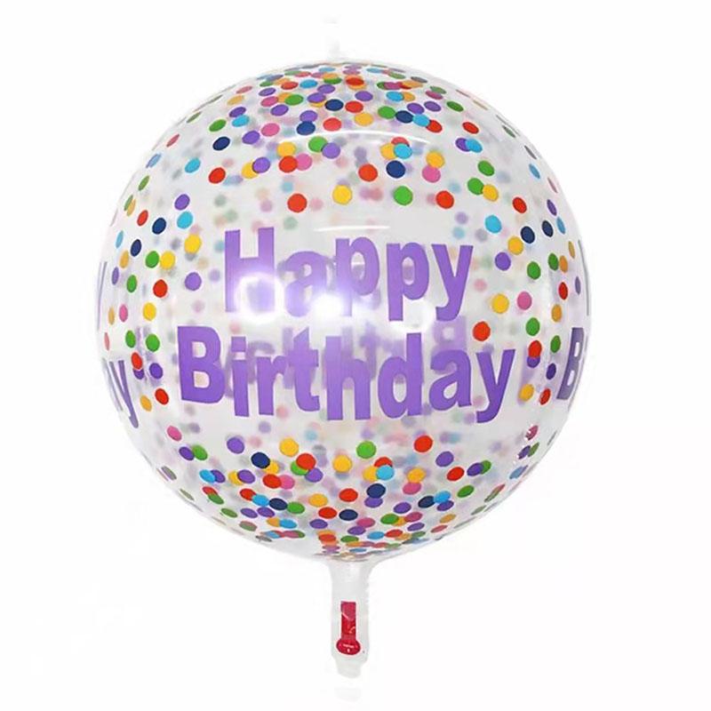 22 inch 4D Ball New Round Aluminum Film Balloon Happy Birthday Letter Printing Theme Party Decoration Translucent Balloon