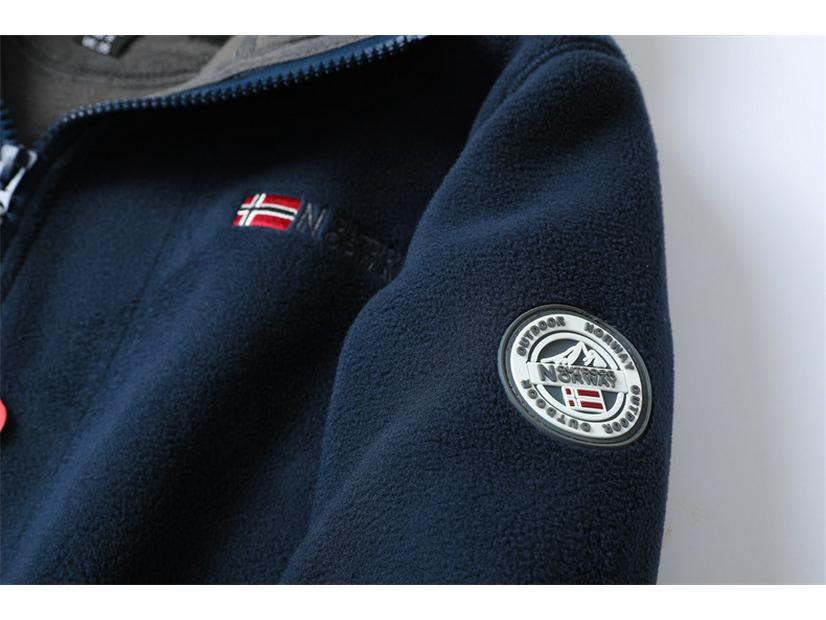 מעיל פליז דו-שכבתי לגברים מנורווגיה - בטנה עבה בצפיפות גבוהה לסתיו/חורף