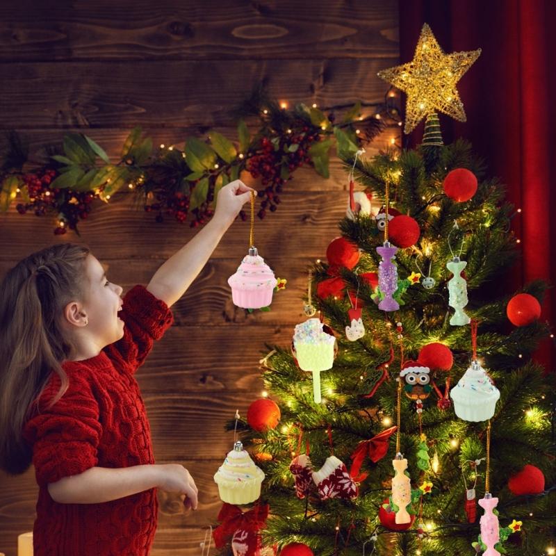 Elegant Candy Color Christmas Tree Hanging Pendant Colorful Baubles for Holiday Decoration Indoor and Outdoor Ornament