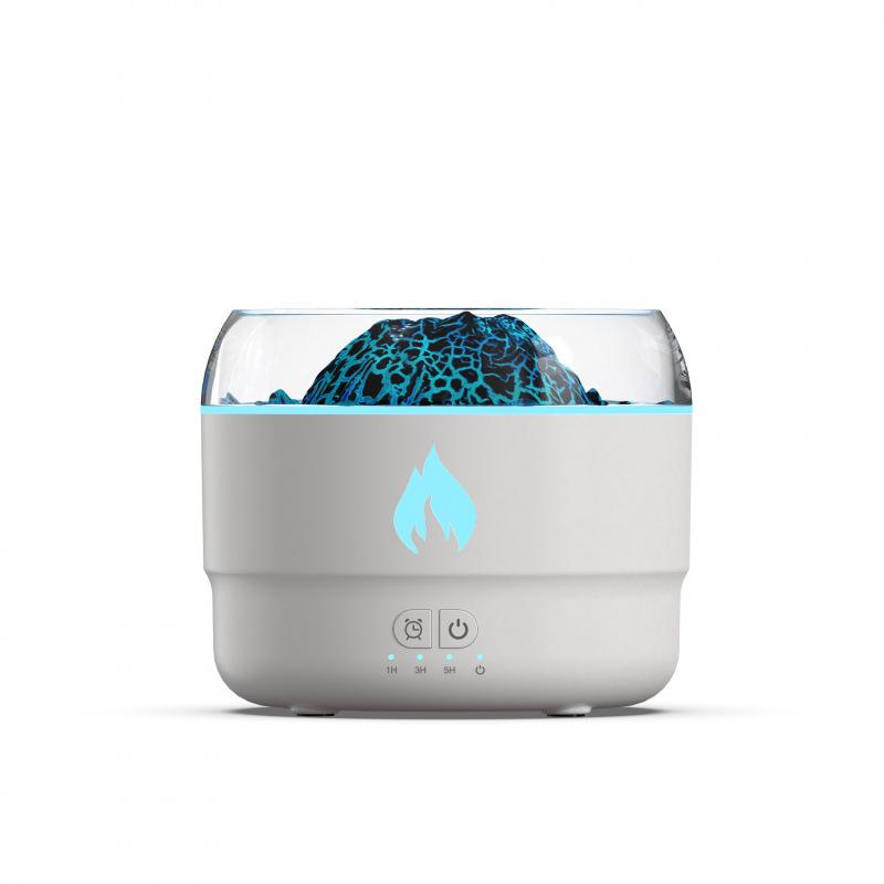 Volcano Aromatherapy Flame Humidifier – 7-Color Night Light with Fine Spray for Home and Bedroom белый
