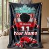 Custom Text Flannel Throw Blanket, Lightweight Cozy Bed Sofa BlanketMohamed Salah