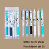 12-Pack Clickable Ballpoint Pens with 0.5mm Refillable ST Needle Tip for Exams, Black Water-Based Ink