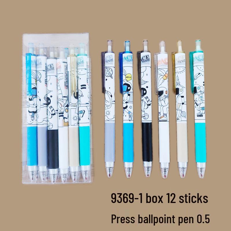 12-Pack Clickable Ballpoint Pens with 0.5mm Refillable ST Needle Tip for Exams, Black Water-Based Ink