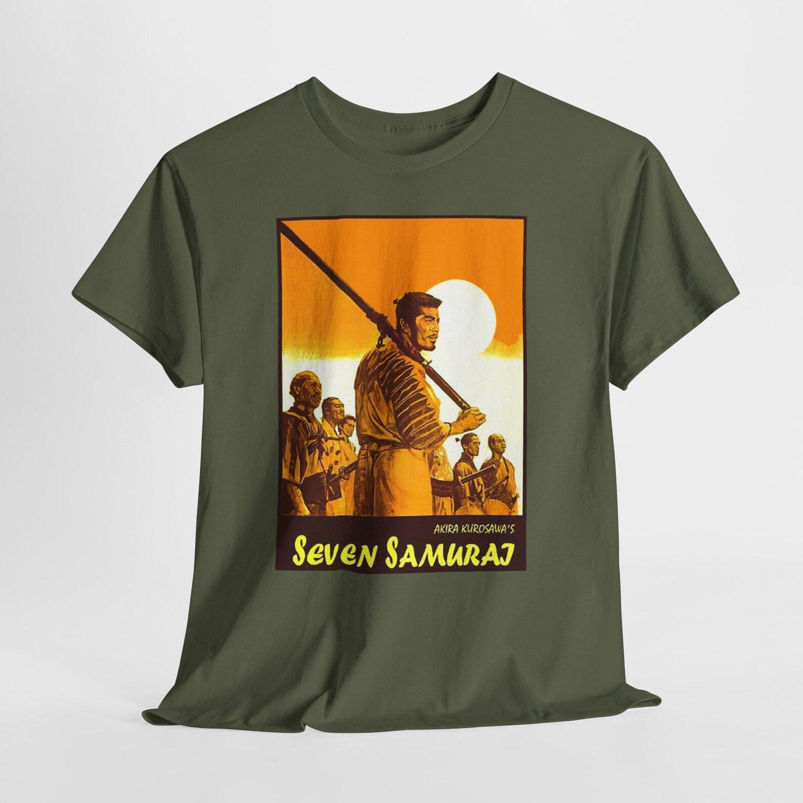 Samurai Silhouette Unisex Heavy Cotton Tee, Japanese Warrior Shirt, Martial Arts Top, Asian Film Fan Apparel, Sword Fighter Tee M