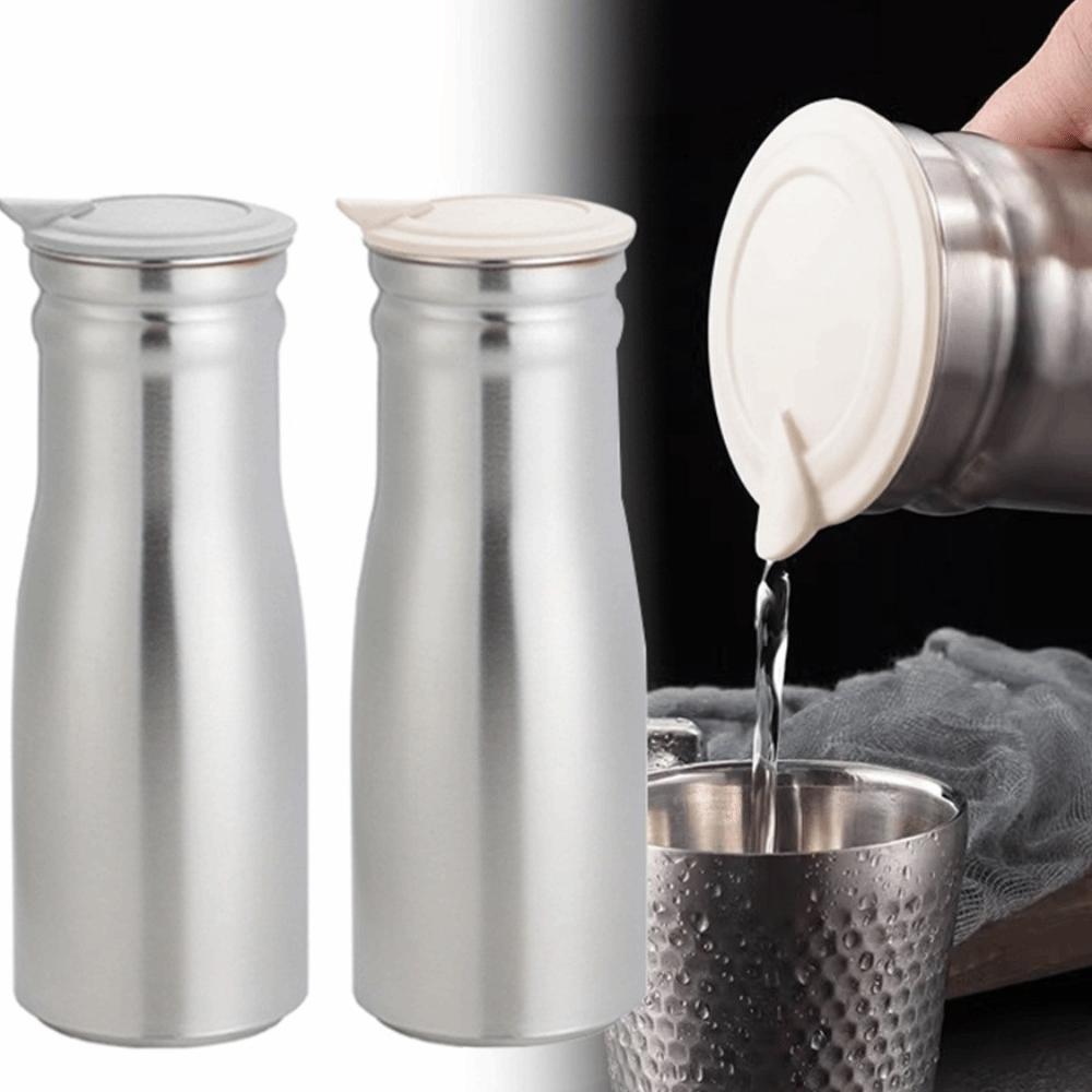 Großer Edelstahl-Kaltwasserkrug 1000ml Hitzebeständiger Krug Kühlschrankaufbewahrung