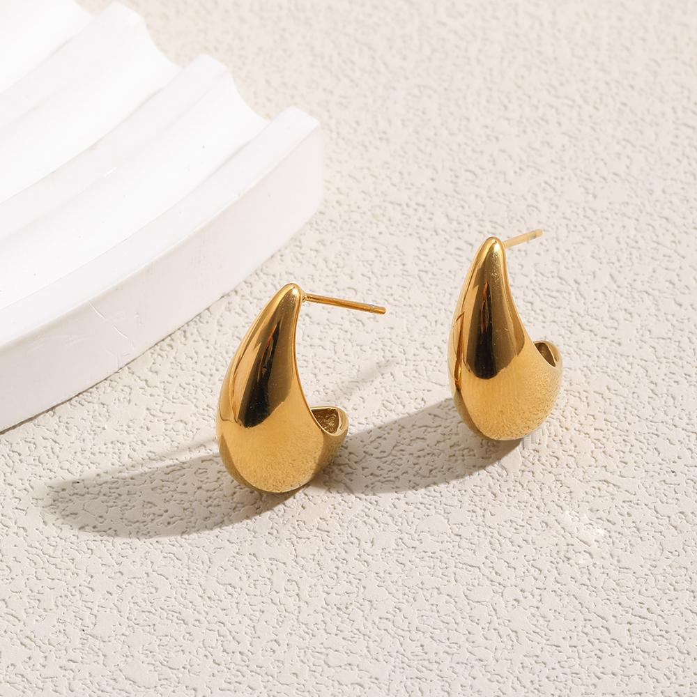 MamacitaSlay 316L Stainless Steel Hollow Stud Earrings 18K Gold Plated Waterproof Jewelry For Women Trendy Minimalist Earrings