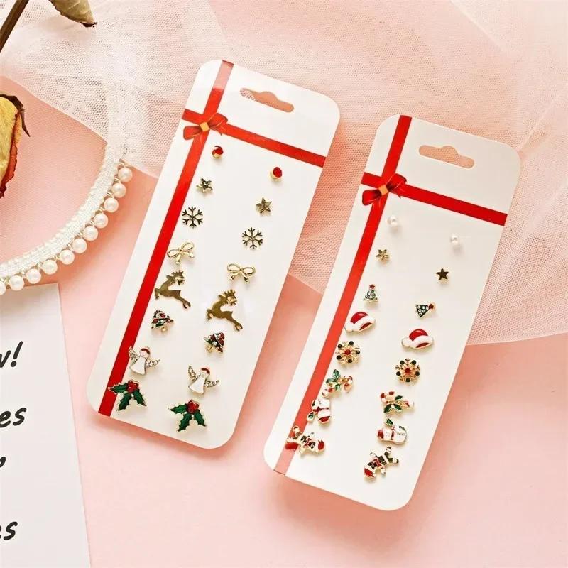 Christmas Earrings Set Christmas Women Gifts 8 Pairs Elk Christmas Tree Earring Set Earrings Fashion Accessories for Women