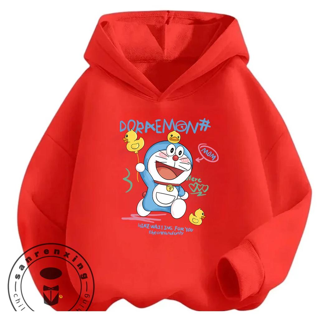 Daily Casual Hooded Top Cute Cartoon Print Winter Trendy Youth Wear Doraemon Boys Girls 3 14