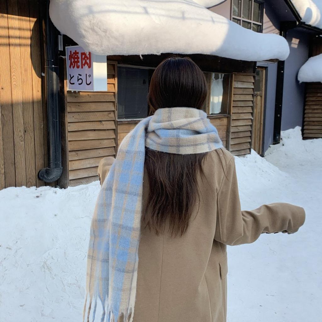 Red scarf women's winter Korean atmosphere 2025 new plaid couple warm thickened shawl scarf neck protection