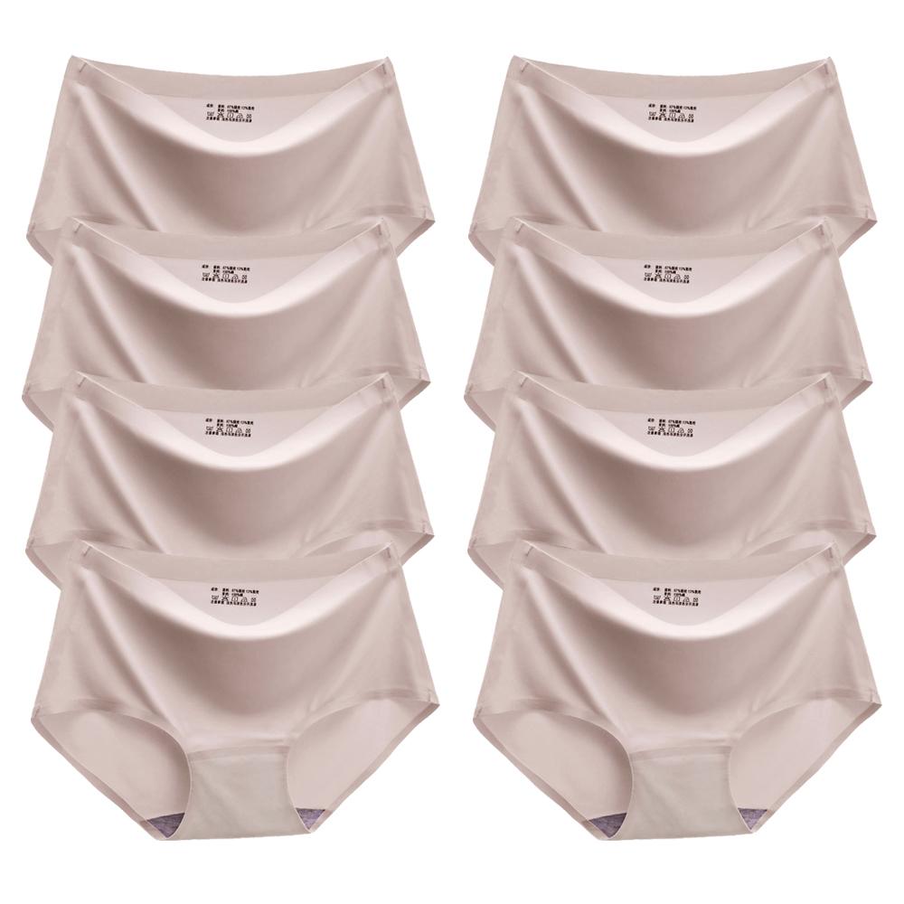 Chiloți de damă Chiloți fără cusături uni Mărimi mari Chiloți confortabili Lenjerie din satin de mătase Lenjerie de corp sănătoasă 8 buc/set