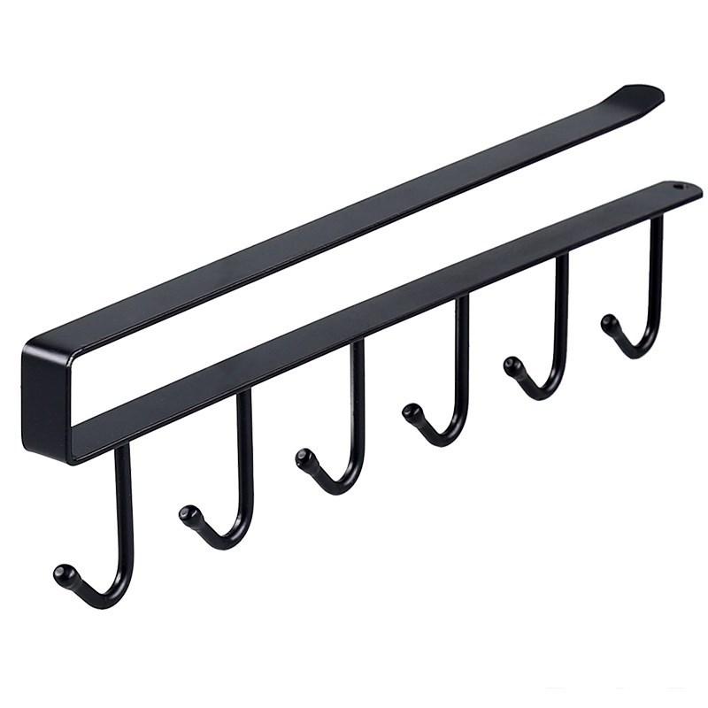 1pc Aluminum Wall Mounted Mug Rack No Screw Kitchen Cabinet Organizer For Coffee Cups Teacups Underwear Ties Scarf Hanger Durable Iron Hanging Rack
