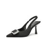 Black bag head sandals women's 2025 new rhinestone pointed heel back strap 100 matching skirt rear empty high heels