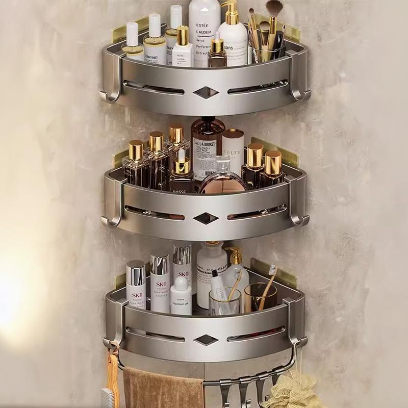 Adhesive Metal Storage Shelf Wall Bath Shelves Hanging Organizers No drilling Storage Rack Shampoo Holder For Bathroom Kitchen
