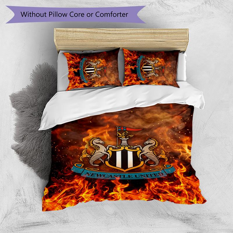 Set Lenzuola Stampato Newcastle United Football 3 Pezzi, Comodo Set Copripiumino per Camera da Letto Amico della Pelle