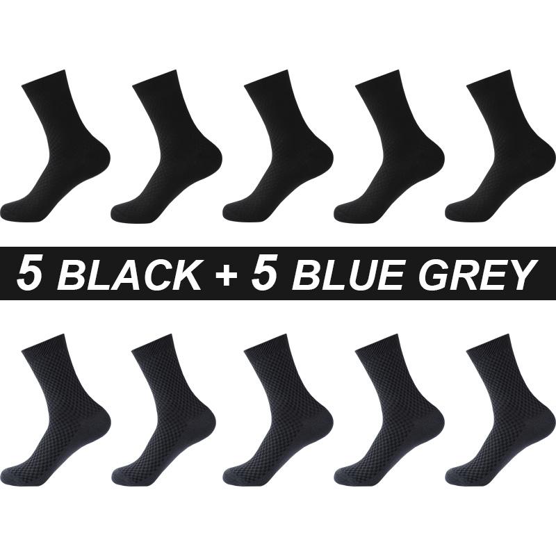 High Quality 10 Pairs Men Bamboo Fiber Socks Breathable Compression Long Sock Business Casual Male Large Size 38-45