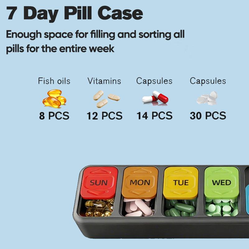 Pill Boxes 7 Day 2 Times a Day Large Daily Pill Organiser AM PM Weekly Travel Tablet Organiser Medicine to Hold Vitamin