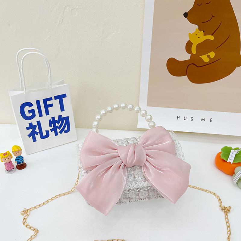 Borsa da ragazza elegante in cotone con decorazioni di perle artificiali per l'uso quotidiano