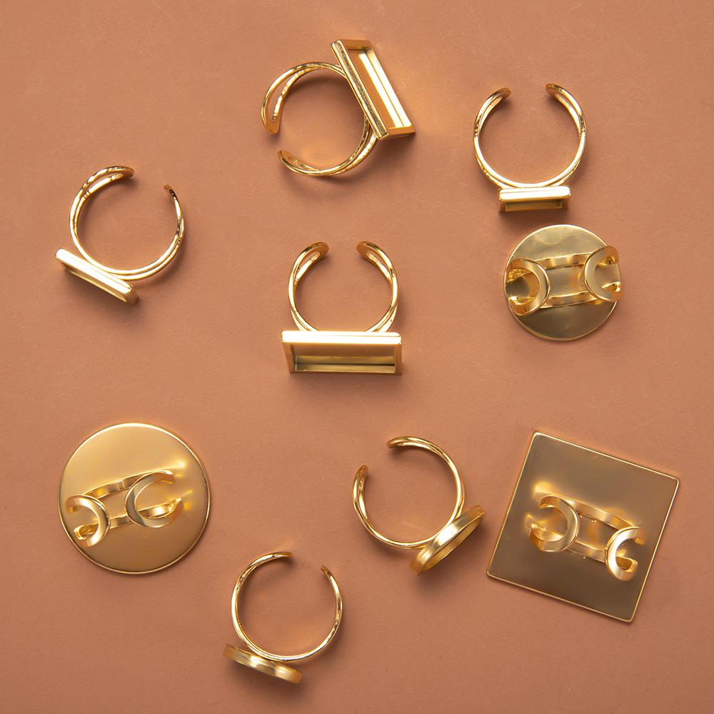 4pcs 10-25mm Round Stainless Steel Open Ring Settings Blank Trayer Ring Bases Cabochon Craft Supplies for Bezel Jewelry Making