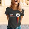 Womens Casual Crew Neck Short Sleeve Pullover T Shirt Letter Print Top Loose Fit Comfortable Supporter Tee for Sports Events Daily Wear