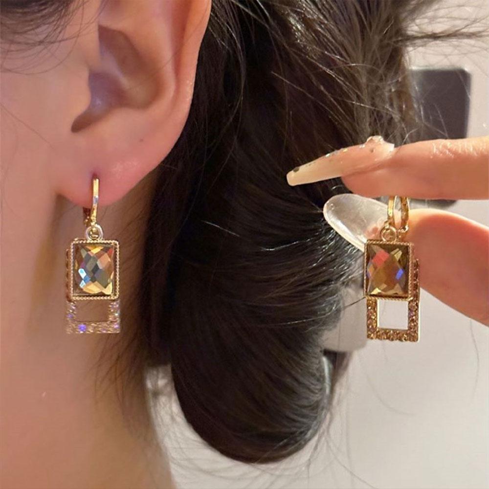 Shiny Micro-inlaid Rhinestone Earrings for Women Zircon Earrings Geometric Cross Stud Earring Daily Life Earwear  Gift