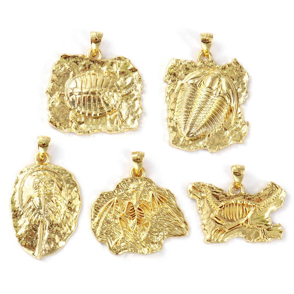 2pcs Turtle Fossil Brass Charm Pendant 18k Gold Plated Melon Seed Buckle Brass Pendant For Women Fashion Jewelry Making Findings