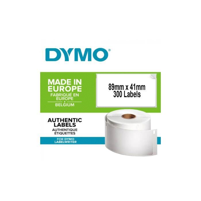 DYMO LabelWriter - Boite de 1 rouleau de 300 étiquettes pour Badge - Adhésif semi permanent - 41mm x 89mm