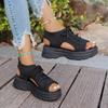 Fashion Women Sandals Comfortable Knitted Sporty Platform Sandals Peep Toe Lace-Up Designer Versatile Casual Slingback Shoes for Women