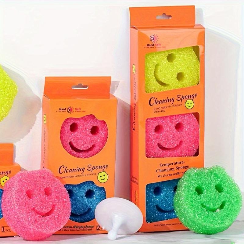 Wholesale Easy-Clean Smiley Face Magic Cleaning Sponge Durable Non-Scratch Kitchen Scouring Pads