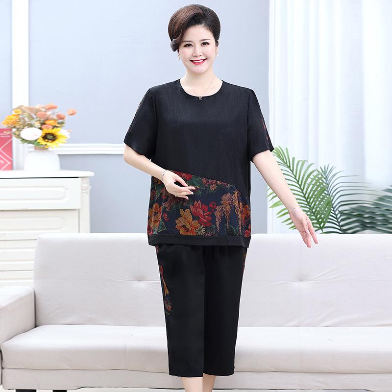 

Элегантный летний костюм-двойка: Утягивающий топ и брюки, скрывающие живот, для матерей среднего и пожилого возраста 6XL