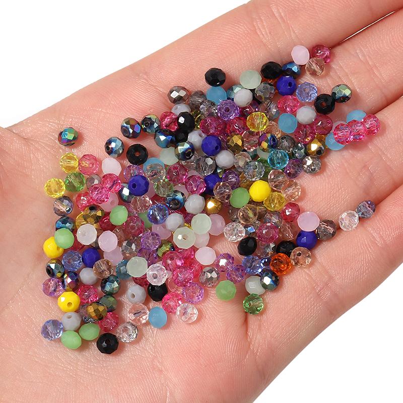 100-200pcs 4/6/8mm Faceted Glass Beads Colorful Transparent Loose Beads For Jewelry Making DIY Bracelets Necklace Accessories
