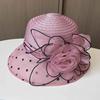 Summer ladies big edge cool hat flower organza sun hat fashion breathable bucket hat beach visor