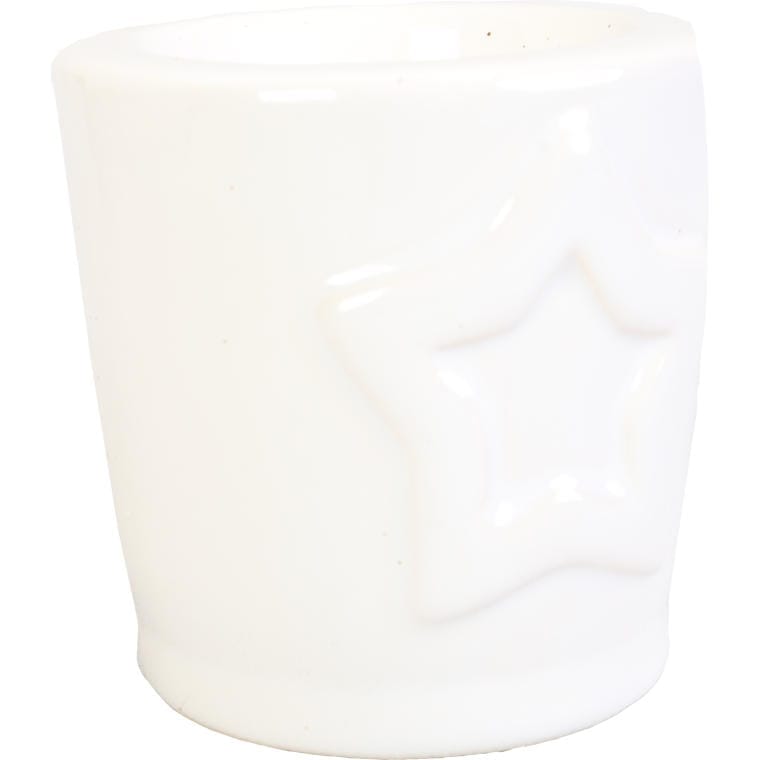 White Ceramic Tealight Holder with Star Figurine