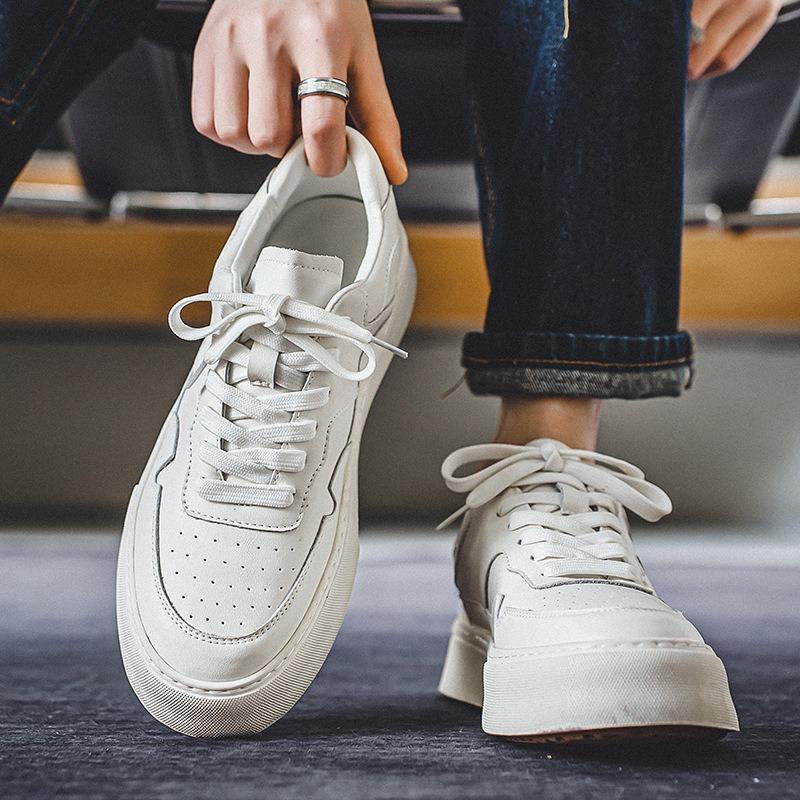 3179 Spring board shoes men's thick soles increase height sports and leisure little white shoes leather versatile trend dress commuter men's shoes