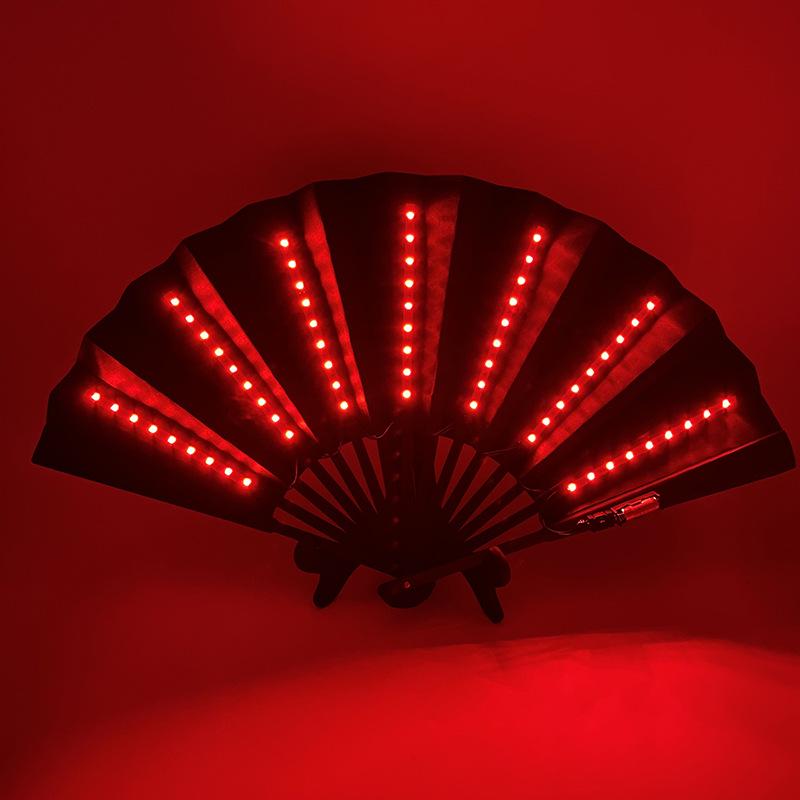 Rose Lace Edge LED Folding Fan - Wedding Gift & Dance Prop