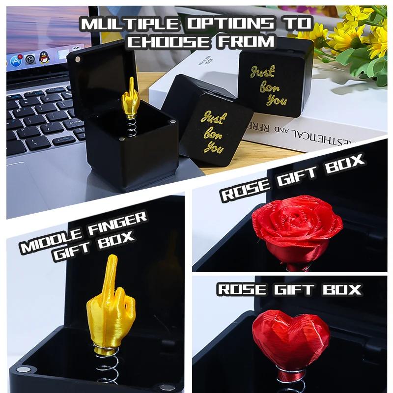 Middle Finger Surprise Gift Boxs Christmas Fun Prank Gift Offices Desk Home Decor Gift Decoration Children Practical Jokes Toys