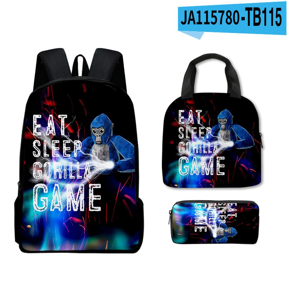 Klassiek Populair Bijzonder Grappig Gorilla tag 3D Geprint 3 stuks/Set leerling Schooltassen Laptop Dagrugzak Rugzak Lunchtas Etui