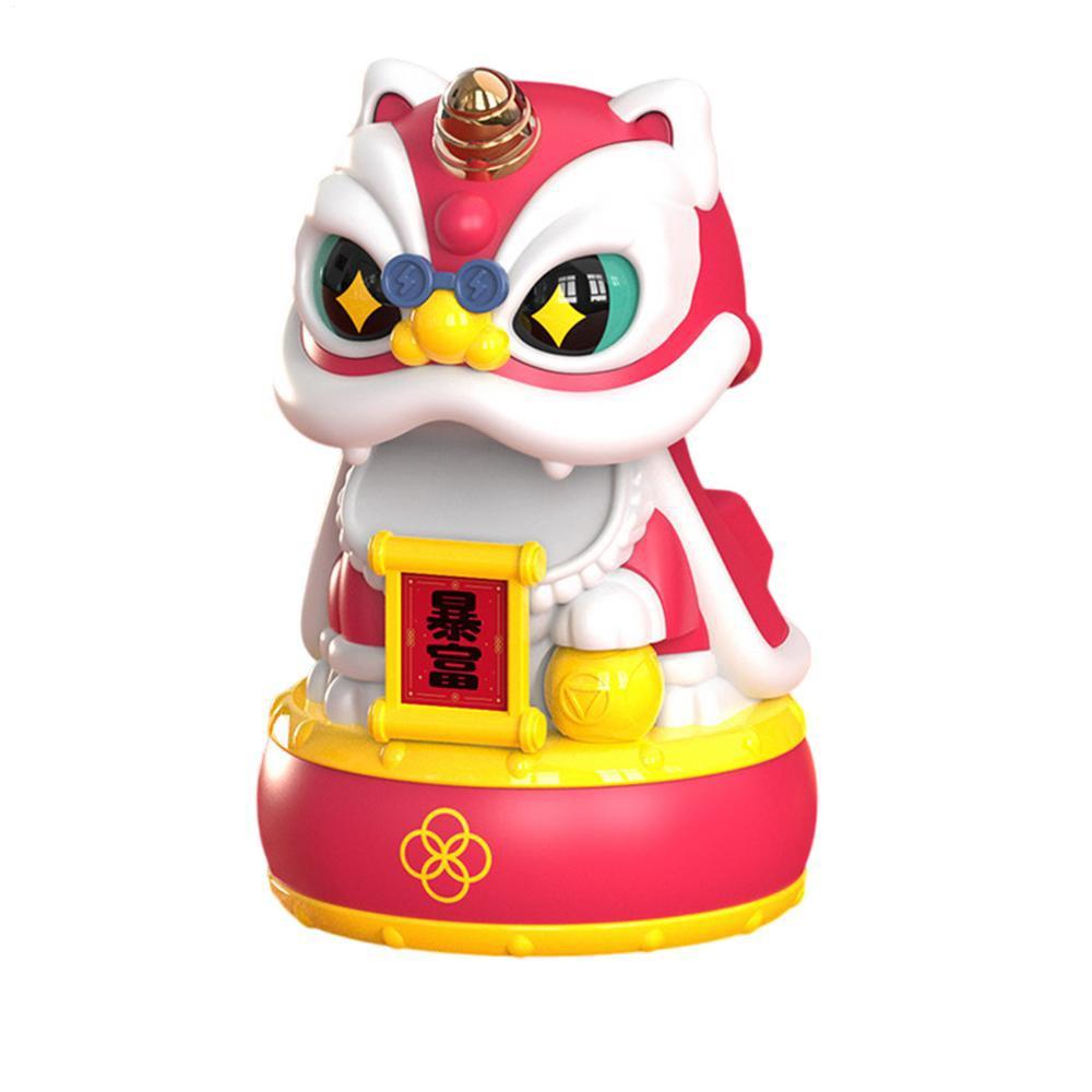 Attracting Wealth Desktop Wake Lion Statue Solar Shaking Head Ornament  Home Car