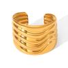 18k Gold Stainless Steel Wide-Face Open Bangle – Non-Fading, High-End Statement Bracelet.