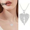 Eternal Love Rhinestone Necklace Angel Wings Shiny Rhinestones Inlaid Pendant