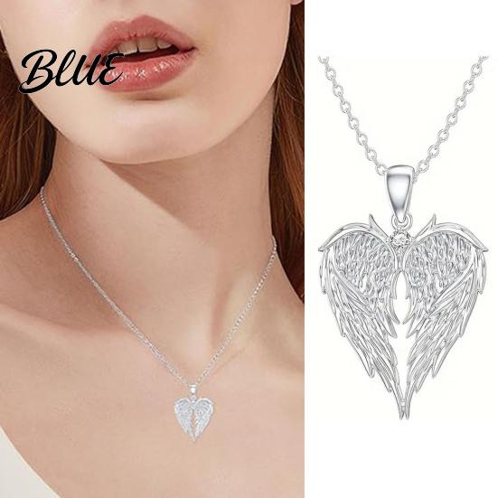 Eternal Love Rhinestone Necklace Angel Wings Shiny Rhinestones Inlaid Pendant