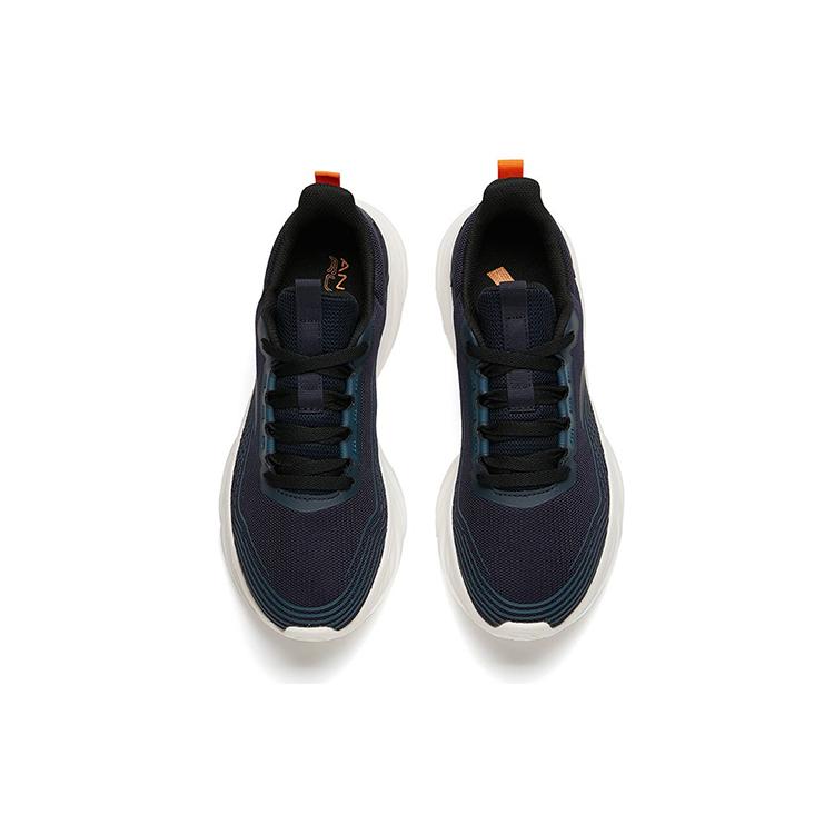 New Anta Running Collection Cushioned Slip Resistant Abrasion Resistant Breathable Low Top Running Shoes Men's Black Blue 112145571-2
