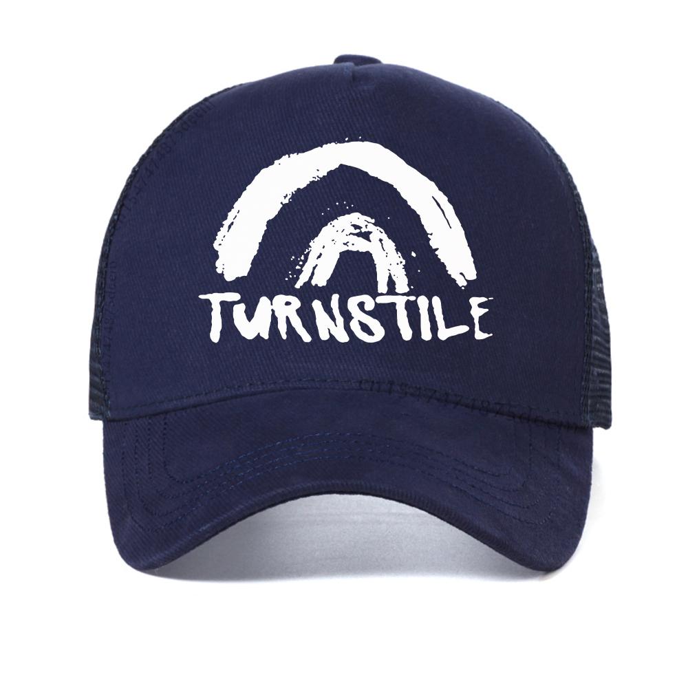 

Turnstile DOUBLE RAINBOW print cool baseball cap Turnstile Band caps Unisex Graphic Rock Causal hat fashion Breathable sun hats Adjustable темно-синього кольору
