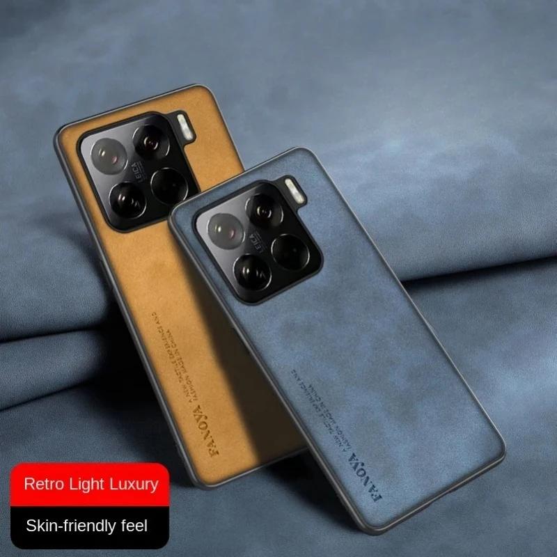 Cases For Xiaomi 15 Matte Lambskin PU Leather Case For Xiaomi 15 Pro 14T 14 Ultra 13T Turbo4 POCO X7Pro Soft Frame Shockproof Cover