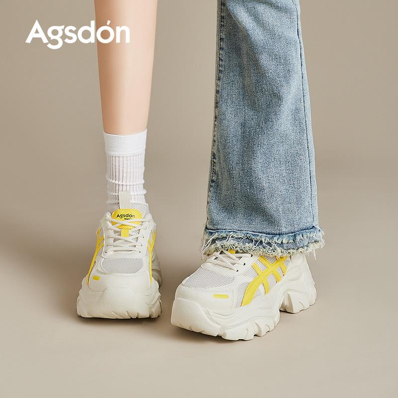 Augustine Platform Dad Shoes Women's 2025 New Summer Fashion Mesh Small Casual Little White Sports Shoes