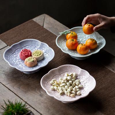 Keramik Chinesische Retro Hochfuß Snackplatte Obstplatte Kreative Antike Platte